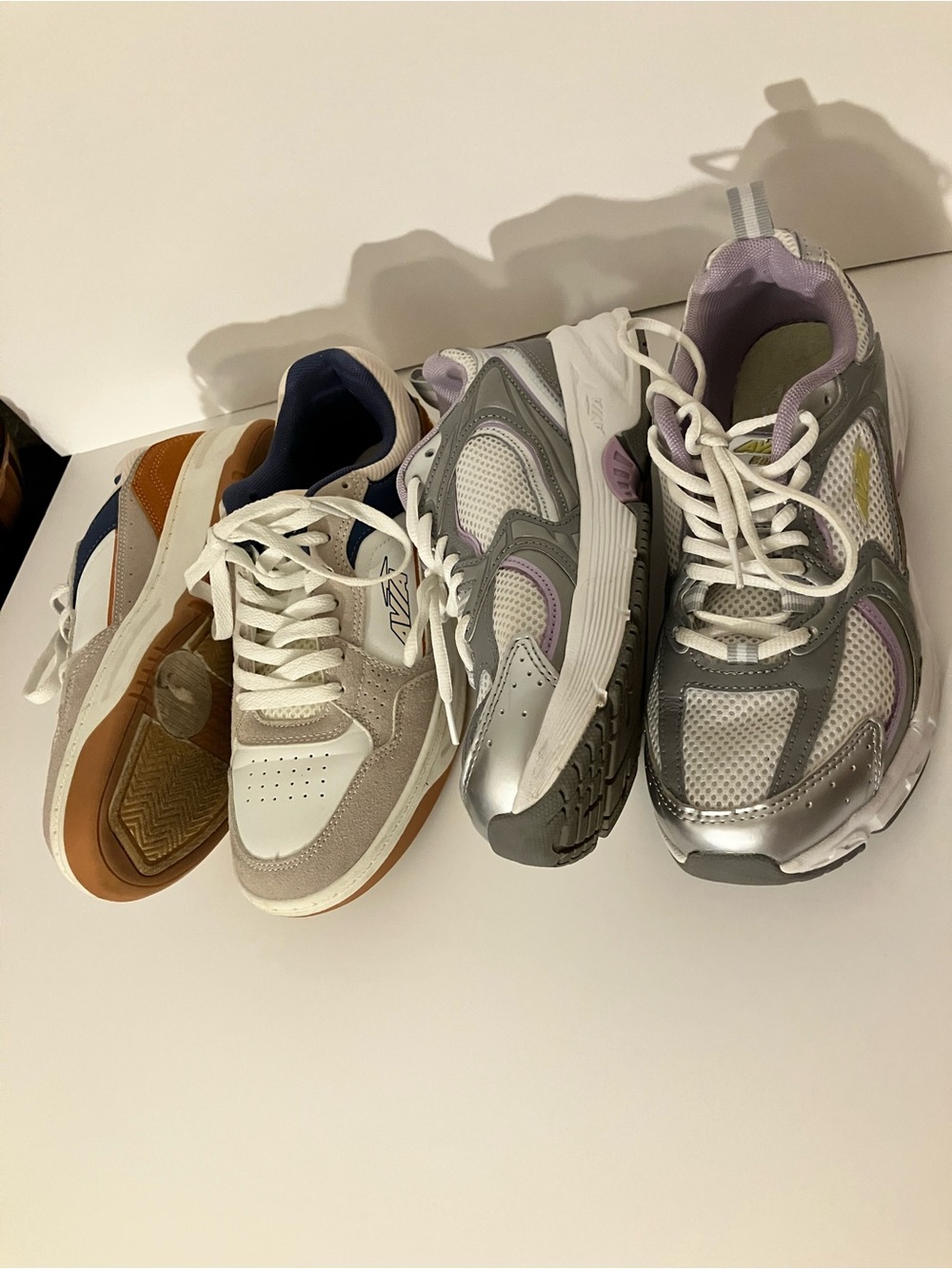 Avia Women's White Silver Cream Blue Brown Athletic Sneakers
